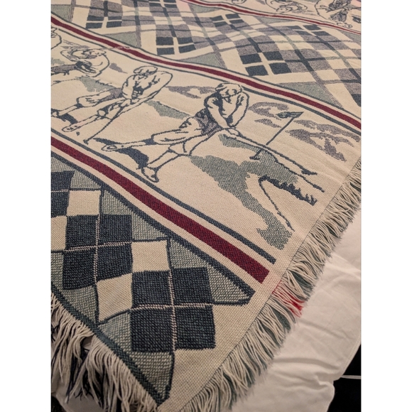Vintage Golf Themed Woven Throw Blanket - Picture 7 of 7